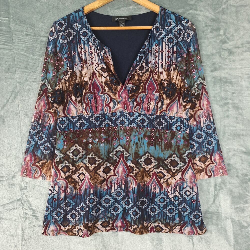 Womens Top Large Vintage Y2K Babydoll Boho Peasant Artsy Fairy Grunge Abstract